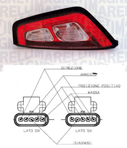 Articolo 6MG8T - FANALE P/DX CORNICE ROSSA FIAT PUNTO EVO 07/09> C/NUOVO CONNETT