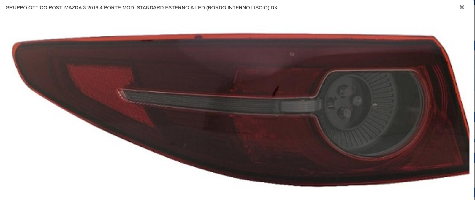 Articolo NF1PQ - GR OTTICO P/DX EST A LED MAZDA 3 01/19> MOD STANDARD 4P
